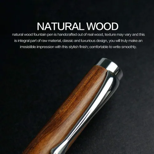 Vista 4 de Hyuduo Bolígrafo retráctil de madera para escuela, oficina, negocios (dorado)