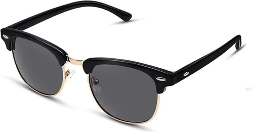 Vista 2 de Jeulia Gafas de sol cuadradas polarizadas clásicas semirsin montura para hombres y mujeres con montura de metal con montura UV400