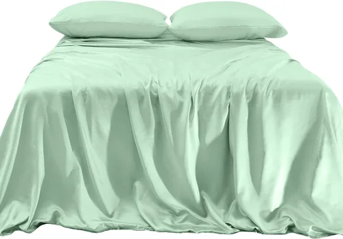 Vista 10 de Elegant Comfort Lujoso juego de sábanas de satén sedoso de 4 piezas, agradable para la piel y el cabello, resistente a las arrugas, la decoloración