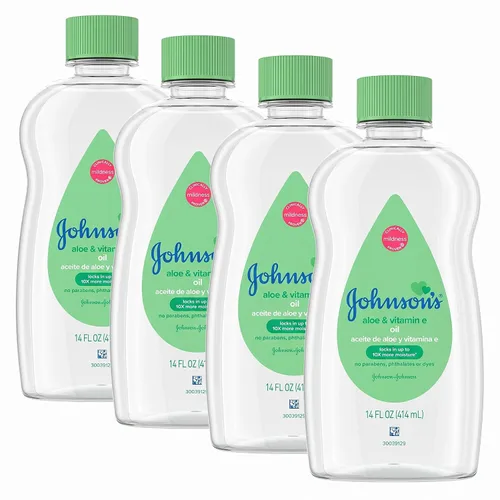 Vista 10 de Aceite para bebé Johnson's, Aceite mineral enriquecido con aloe vera y vitamina E, 20 onzas líquidas
