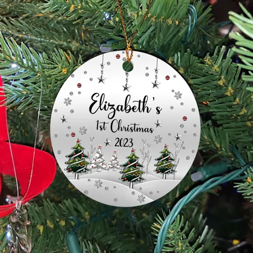 Vista 4 de Adorno impreso de la primera Navidad del bebé 2025, adorno de árbol de Navidad para bebé, adorno personalizado de primera Navidad para el nuevo