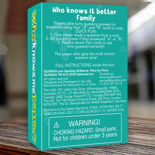 Vista 7 de QUOKKA ¿Quién sabe mejor? - Original - Juego de trivia de cartas para la familia Preguntas divertidas y educativas para familias Apto para niños