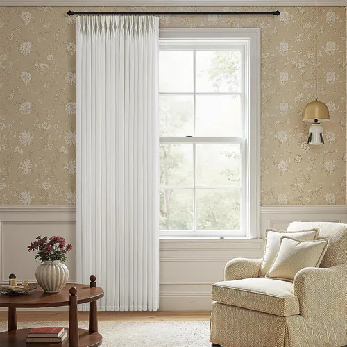 Vista 13 de Cortinas de lino plisadas Blanco crema