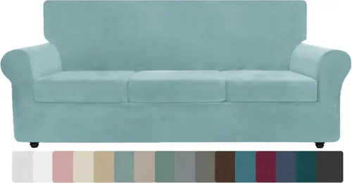 Vista 54 de ZNSAYOTX Fundas elásticas para silla de terciopelo de lujo con brazo, 2 piezas, para sala de estar, funda gruesa y suave, antideslizante, protector