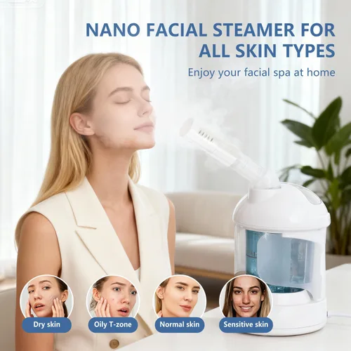 Vista 8 de Vaporizador Facial 3 en 1, Vaporizador para el Cabello, Humidificador de Aire con Niebla Caliente Hidratante, Sistema de Hidratación, Atomizador