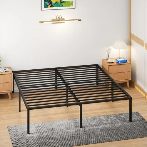 Vista 12 de PayLessHere Base de cama de metal plegable con plataforma de metal con soporte de hasta 1000 libras de listones de acero, soporte sin ruido, marco
