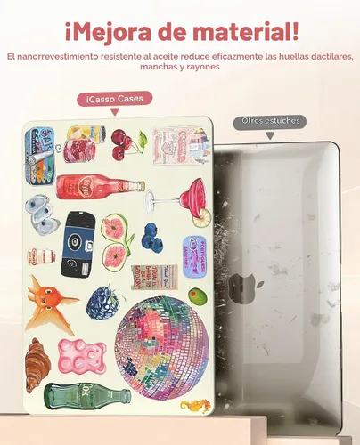 Vista 5 de iCasso - Funda para MacBook Air de 13 pulgadas, diseño de pegatinas vintage 2020 A2337 M1 Macbook Air 13 pulgadas protectora de plástico duro