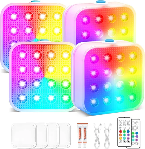 Vista 9 de Luz de ducha con mando a distancia, luces operadas con pilas para decoración de Navidad, luces LED sumergibles para calabaza, bañera, jacuzzi
