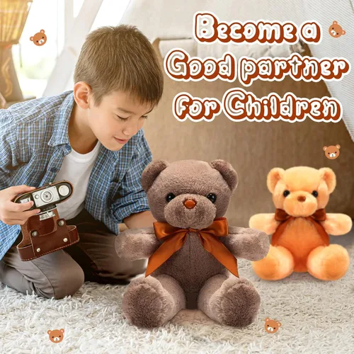Vista 7 de HyDren 18 piezas de animales de peluche de oso a granel de 12 pulgadas, osos de felpa suave a granel, juguetes para niñas, niños, graduación, marrón