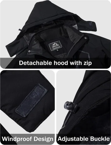 Vista 4 de MAGCOMSEN - Chaqueta de invierno para hombre, impermeable, abrigada, con forro polar y múltiples bolsillos