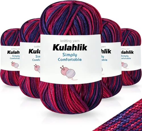 Vista 19 de Hilo acrílico de 8.82 oz (5 x 1.76 oz) para tejer, hilo de hilo degradado colorido, 5 rollos de madejas, perfecto para cualquier proyecto de 06