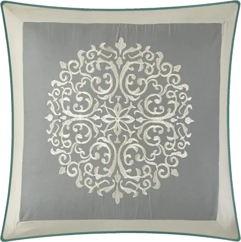 Vista 7 de Stratford Park Elegante juego de ropa de cama de 7 piezas, color verde azulado, para todas las estaciones, tamaño Queen, 100% poliéster