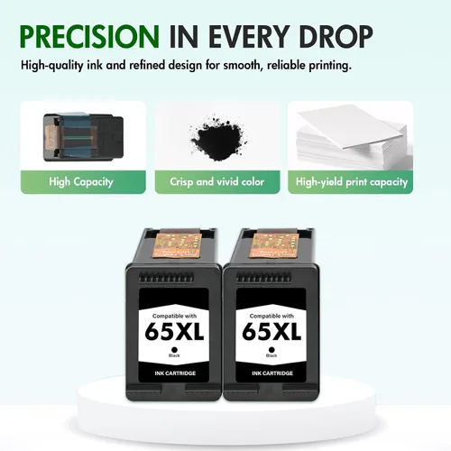 Vista 6 de Paquete combinado de cartuchos de tinta 65XL 65 negros 3755 de repuesto para HP 65XL cartucho de tinta negra para impresora HP DeskJet 3755 2600