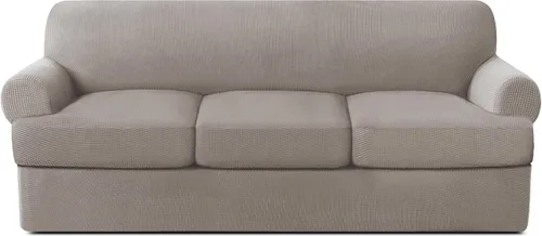 Vista 44 de Fundas para sofá de 2 piezas con cojines en forma de T, fundas de sofá de alta elasticidad para sofá de 1 cojín con 1 fundas individuales de cojín