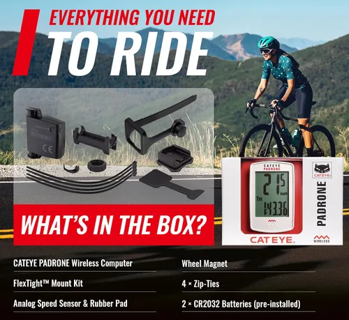 Vista 9 de CATEYE Computadora Inalámbrica para Bicicleta Padrone – Ciclocomputadora con Pantalla de Gran Tamaño, Velocímetro y Odómetro Inalámbricos, Montaje