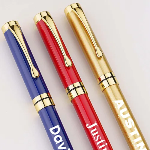 Vista 7 de Bolígrafo personalizado de texto/logotipo con 3 repuestos negros, negocios grabados, lujo, ejecutivo profesional, oficina, el mejor juego de regalo