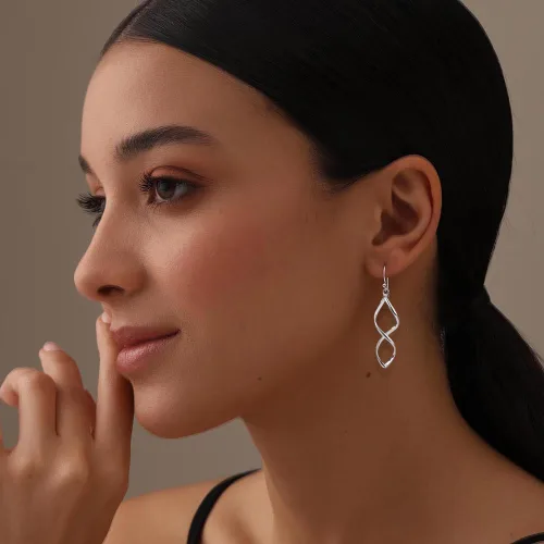 Vista 2 de LeCalla Aretes colgantes de plata de ley 925 para mujer, aretes colgantes de lágrima Aretes colgantes de gancho de pescado Regalo de joyería