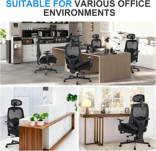 Vista 6 de Office Chair with Ergonomic Lumbar Support and Mesh Back for Home Office, Desk Chair with Wide Seat and Adjustable Arms for Computer Desk, Computer
