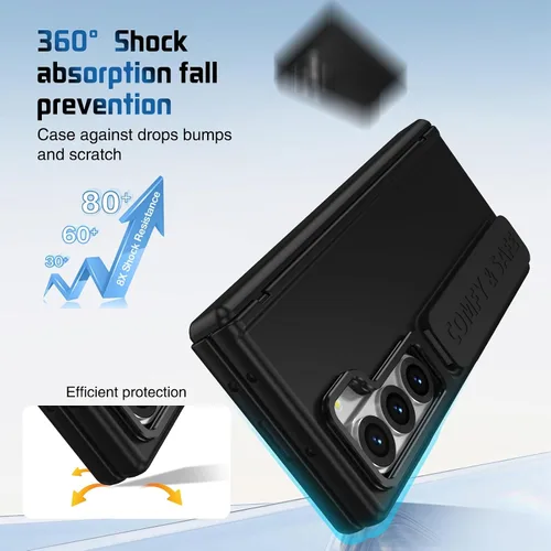 Vista 3 de Correa de muñeca para Samsung Galaxy Z Fold 5, protector de pantalla integrado, protección de bisagra, soporte de cámara, diseño de pulsera