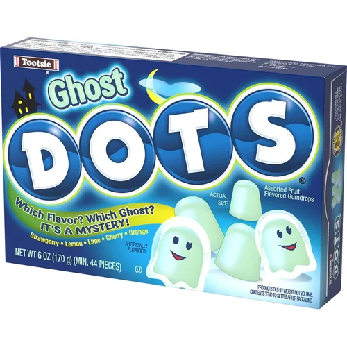 Vista 3 de Ghost Dots - Caramelos de Halloween, sabor misterioso, 3 cajas, 3 onzas cada una
