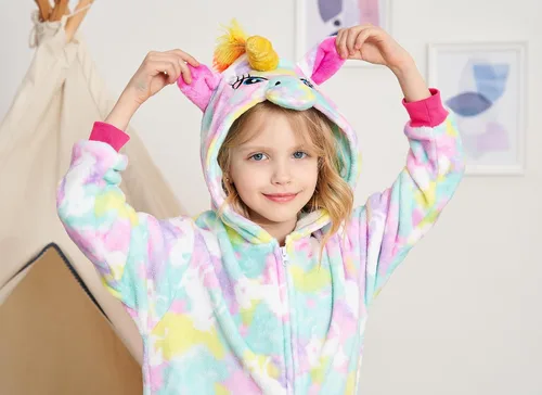 Vista 6 de Cos Time Pijama de una pieza de unicornio para niños, disfraz de Halloween