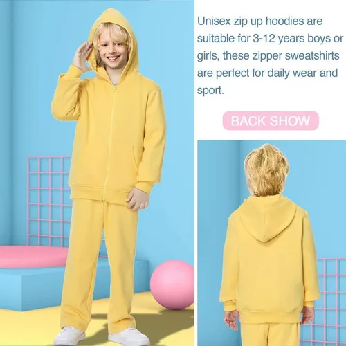 Vista 2 de DOTDOG Sudadera unisex con capucha de forro polar cepillado suave para niños o niñas (edad 3-12 años)