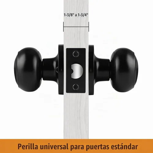 Vista 8 de Probrico Pomo de puerta de bola negra, función de paso para pasillo, armario, trastero, despensa, 1 paquete Negro