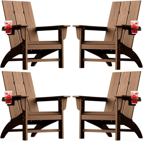 Vista 22 de Silla Adirondack moderna, sillas de patio de plástico HDPE para todo tipo de clima, silla para hoguera, sillas de césped al aire libre para terraza