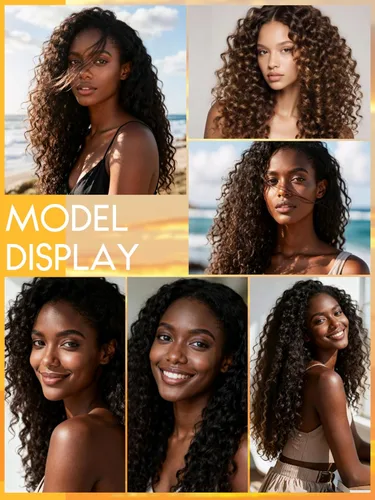 Vista 9 de Caliee - Extensiones de cabello rizado con clip 3B 3C Jerry, extensiones de clip de cabello rizado 14 pulgadas 1B color natural, extensiones