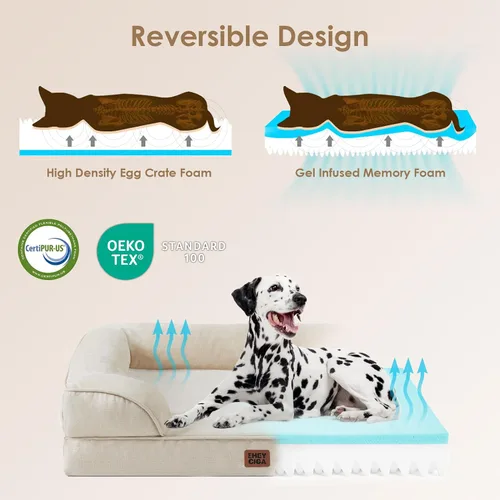 Vista 4 de EHEYCIGA – Cama ortopédica impermeable para perros pequeños, de espuma viscoelástica tipo caja de huevos, con bordes elevados y base antideslizante
