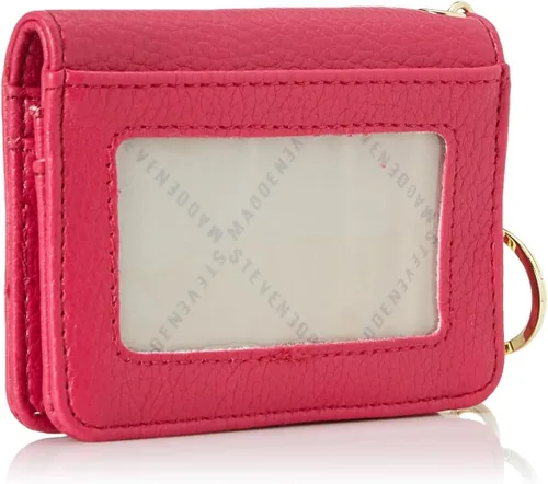 Vista 2 de Steve Madden Billetera con clip Bfold con llavero, Fuschia, Steve Madden Estuche de tarjetas para mujer