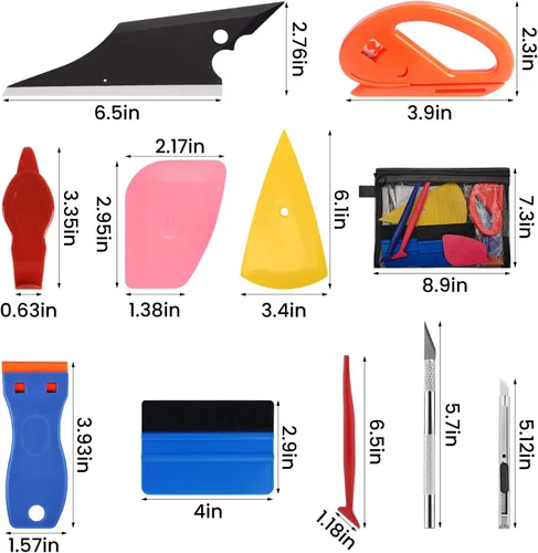 Vista 7 de JIURUN 36 piezas Kit de tinte para ventana de coche, herramienta de envoltura de vinilo, herramientas de espátula para tinte de ventana, kit