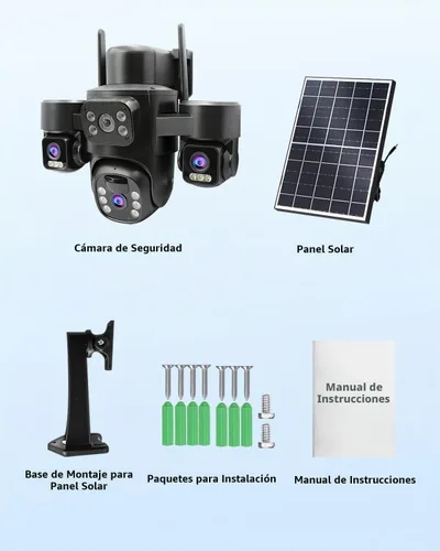 Vista 9 de 3-Lens Wireless Outdoor Camera for Home Security (3-Lens Black) Multi-lens+PTZ 360° Coverage,PIR Pro Motion Detection & Auto Tracking,Spotlight &