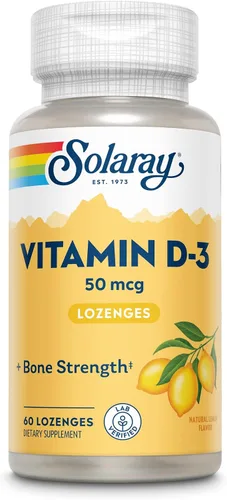 Vista 4 de SOLARAY Pastillas de vitamina D3 de 50 mcg – 2000 UI de vitamina D3 – Huesos fuertes, apoyo muscular e inmunológico – Sabor natural de limón