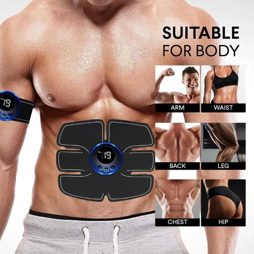 Vista 2 de Abs Muscle - Tónico portátil - Equipo de entrenamiento para hombres y mujeres, abdominal, ejercicio de oficina en casa, 10 unidades de almohadillas