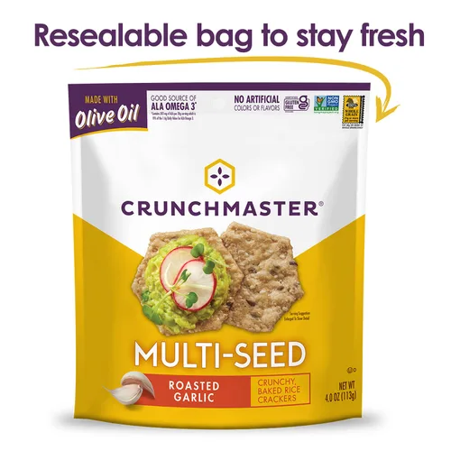 Vista 5 de Crunchmaster Ajo tostado sin gluten de múltiples semillas, bolsas de 4 onzas (paquete de 12)