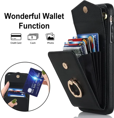 Vista 3 de Asuwish Funda de teléfono para iPhone XR 6.1 con protector de pantalla de vidrio templado y anillo de bloqueo RFID, tarjetero para celular iPhoneXR