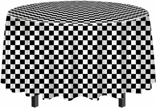 Vista 30 de SietDESEO Paquete de 2 manteles redondos de plástico de 84 x 84 pulgadas, impermeables, color negro, desechables para bodas, cumpleaños, baby Mantel