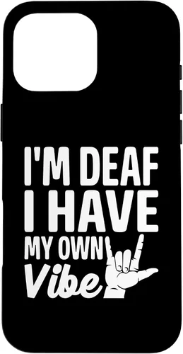 Vista 19 de Funda para iPhone 17 con texto en inglés «Sordo» con texto en inglés «Sordo» con texto «I'm Deaf. I Have My Own Vibe»