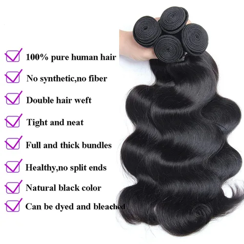 Vista 3 de Unice - Cabello ondulado brasileño 8A, cabello virgen, 3 unidades, extensiones tejidas de 100 % cabello humano, color natural, 3.3 a 3.5 onzas