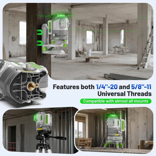 Vista 7 de Huepar Pro Kit de nivel láser para exteriores con receptor, largo alcance