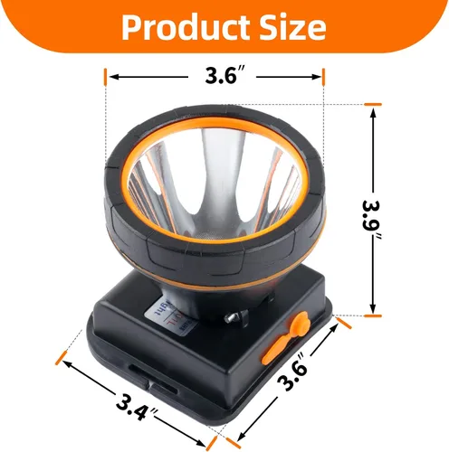 Vista 4 de Coon - Luz de caza con luz LED superbrillante con 2 modos de luz, faro impermeable y recargable, linterna de minero dorada ajustable para caza