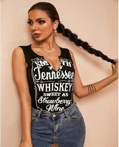 Vista 5 de Camiseta sin mangas Smooth As Tennessee Sweet As Strawberry con agujero de anillo, sin mangas, sexy, cuello en V, para mujer, retro, música country
