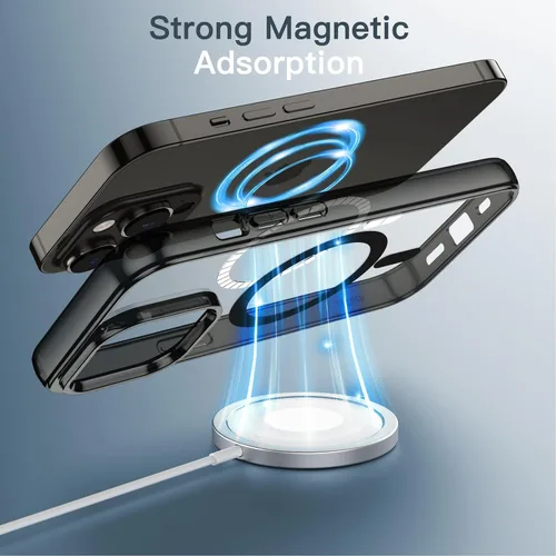 Vista 3 de JETech Funda magnética para iPhone 14 Pro de 6.1 pulgadas, compatible con carga inalámbrica MagSafe, a prueba de golpes, parte trasera transparente