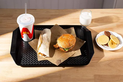 Vista 7 de Eslite Bandeja de plástico para servir comida rápida, 16.95 x 11.82 pulgadas, juego de 12 (negro)