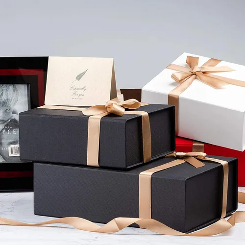 Vista 7 de LIFELUM Caja de regalo de 13.5 x 10 x 4 pulgadas, caja de regalo grande con tapas magnéticas, cajas de regalo negras para regalos de graduación