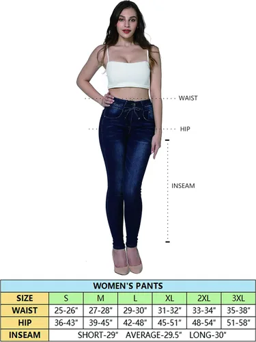Vista 6 de CJH DREAM Pantalones de mezclilla de algodón con cordón elástico y cordón elástico para mujer, de cintura alta, a la moda, Jeans para mujer