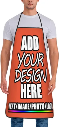 Vista 7 de Delantal personalizado personalizado para añadir nombre, foto, texto, logotipo, cocina ajustable para cocinero para hombres y mujeres