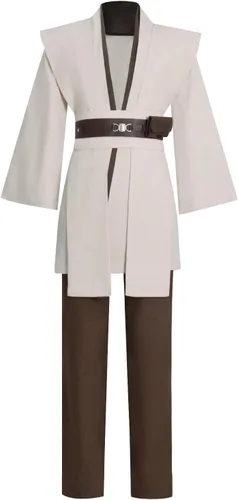 Vista 3 de Disfraz de cosplay para hombre, túnica blanca con capucha, bata, uniforme de Halloween Conjunto completo blanco