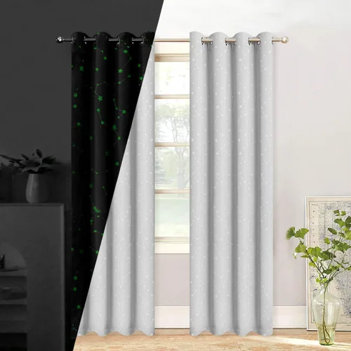 Vista 7 de Cortinas opacas negras para dormitorio, cortinas de oscurecimiento de habitación de 63 pulgadas de largo, cortinas opacas para sala de estar